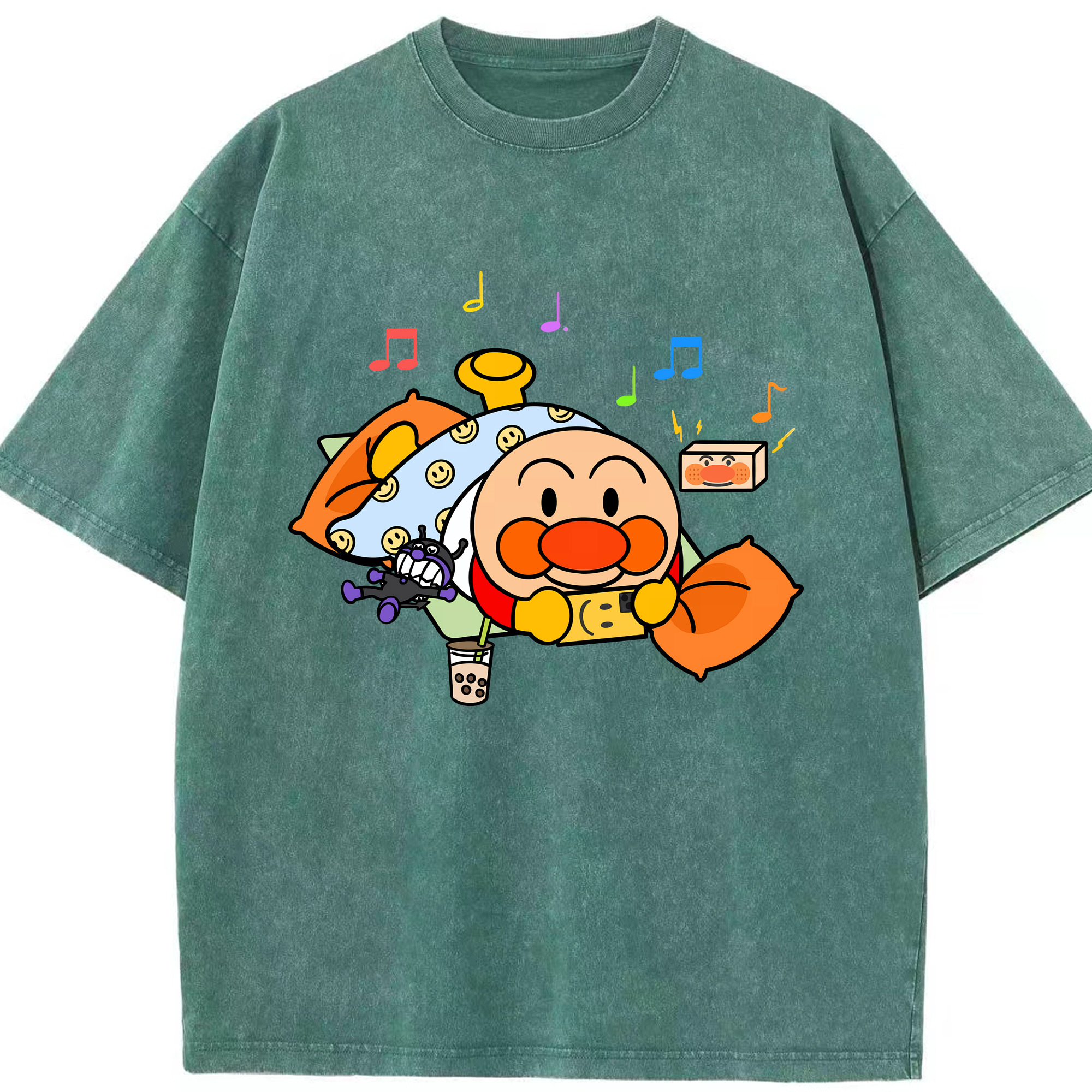（画像用） アンパンマン Anpanman 綿100% ヴィンテージ風 半袖Tシャツ（フロントプリント）